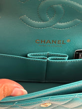 Load image into Gallery viewer, Chanel series 30 21C Collection Dark Teal/Turquoise Caviar LGHW Small Timeless Classic Double Flap Bag