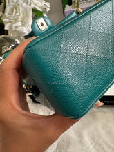 Load image into Gallery viewer, Chanel series 30 21C Collection Dark Teal/Turquoise Caviar LGHW Small Timeless Classic Double Flap Bag