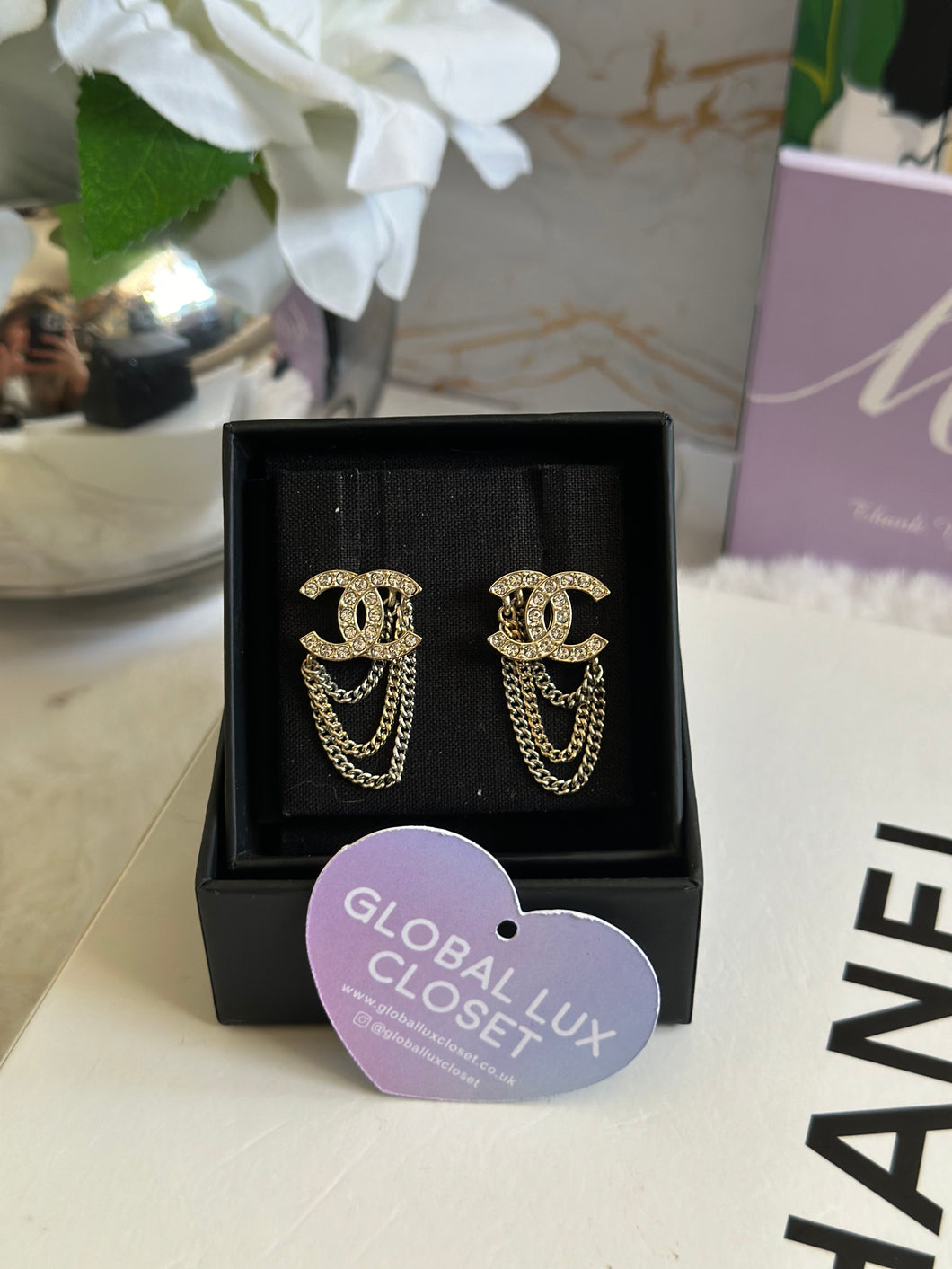 Chanel 21S LGHW Multi Chain Gold Tone Earrings