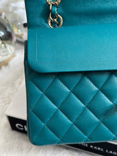 Load image into Gallery viewer, Chanel series 30 21C Collection Dark Teal/Turquoise Caviar LGHW Small Timeless Classic Double Flap Bag