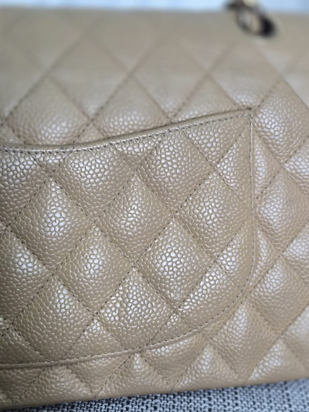 CHANEL Series 9 Vintage Dark Beige Caviar 24K GHW Medium Timeless Classic Double Flap Bag
