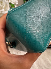 Load image into Gallery viewer, Chanel series 30 21C Collection Dark Teal/Turquoise Caviar LGHW Small Timeless Classic Double Flap Bag