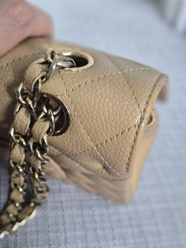 CHANEL Series 9 Vintage Dark Beige Caviar 24K GHW Medium Timeless Classic Double Flap Bag