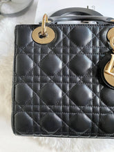 Load image into Gallery viewer, Dior Lady Dior Black Lambskin GHW Size Small with Black Leather Detachable Strap