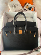 Load image into Gallery viewer, Hermes Birkin 25 Black Sellier Epsom Leather with GHW Stamp U(2022)
