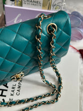 Load image into Gallery viewer, Chanel series 30 21C Collection Dark Teal/Turquoise Caviar LGHW Small Timeless Classic Double Flap Bag