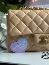 Load image into Gallery viewer, Chanel 19S Collection 2019 Spring/Summer Series 27 Beige Lambskin Brushed GHW Mini Rectangular Flap Bag
