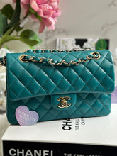 Load image into Gallery viewer, Chanel series 30 21C Collection Dark Teal/Turquoise Caviar LGHW Small Timeless Classic Double Flap Bag