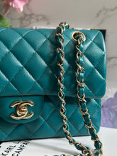 Load image into Gallery viewer, Chanel series 30 21C Collection Dark Teal/Turquoise Caviar LGHW Small Timeless Classic Double Flap Bag