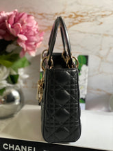 Load image into Gallery viewer, Dior Lady Dior Black Lambskin GHW Size Small with Black Leather Detachable Strap