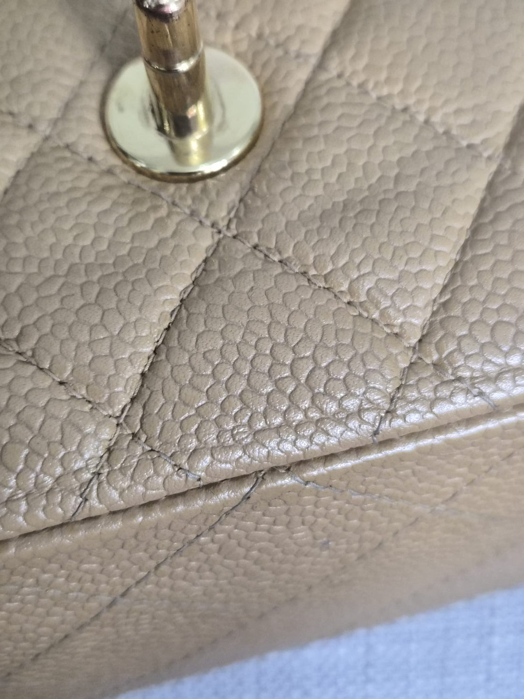 CHANEL Series 9 Vintage Dark Beige Caviar 24K GHW Medium Timeless Classic Double Flap Bag