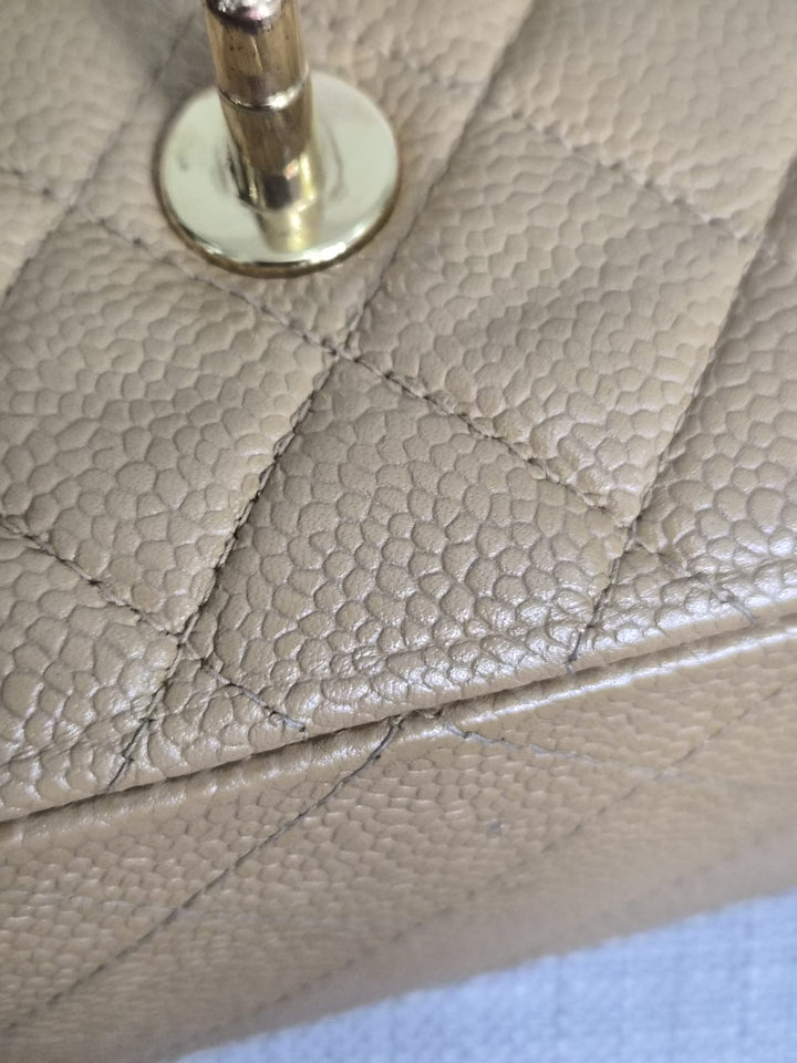 CHANEL Series 9 Vintage Dark Beige Caviar 24K GHW Medium Timeless Classic Double Flap Bag