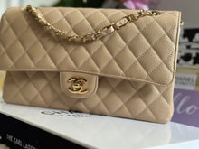 Load image into Gallery viewer, Chanel Beige Clair GHW Medium ML Timeless Classic double flap bag (2021)