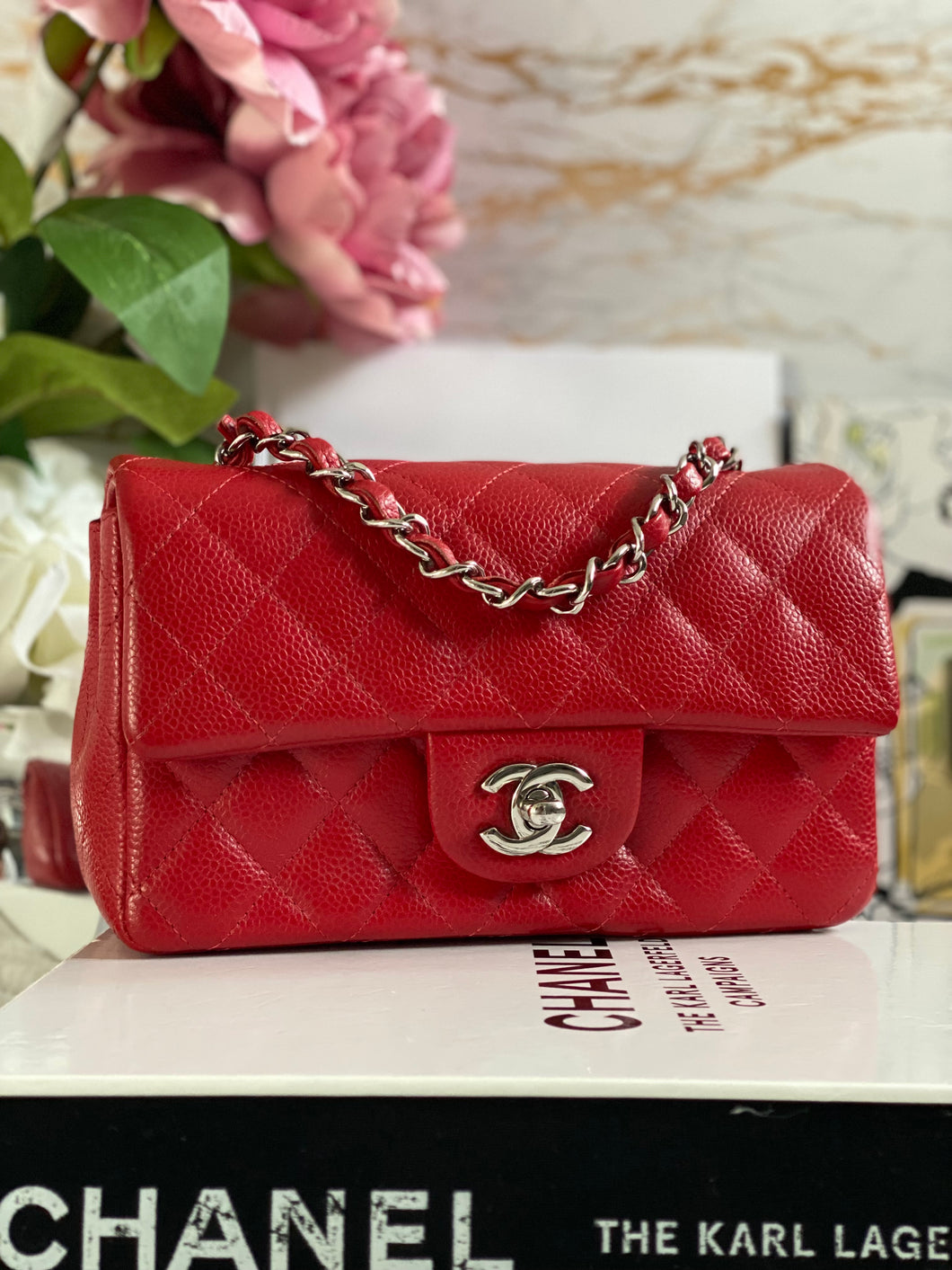 Chanel 14C 2013/2014 cruise collection series 18 Red caviar SHW Mini Rectangular Flap Bag