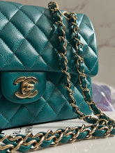 Load image into Gallery viewer, Chanel series 30 21C Collection Dark Teal/Turquoise Caviar LGHW Small Timeless Classic Double Flap Bag
