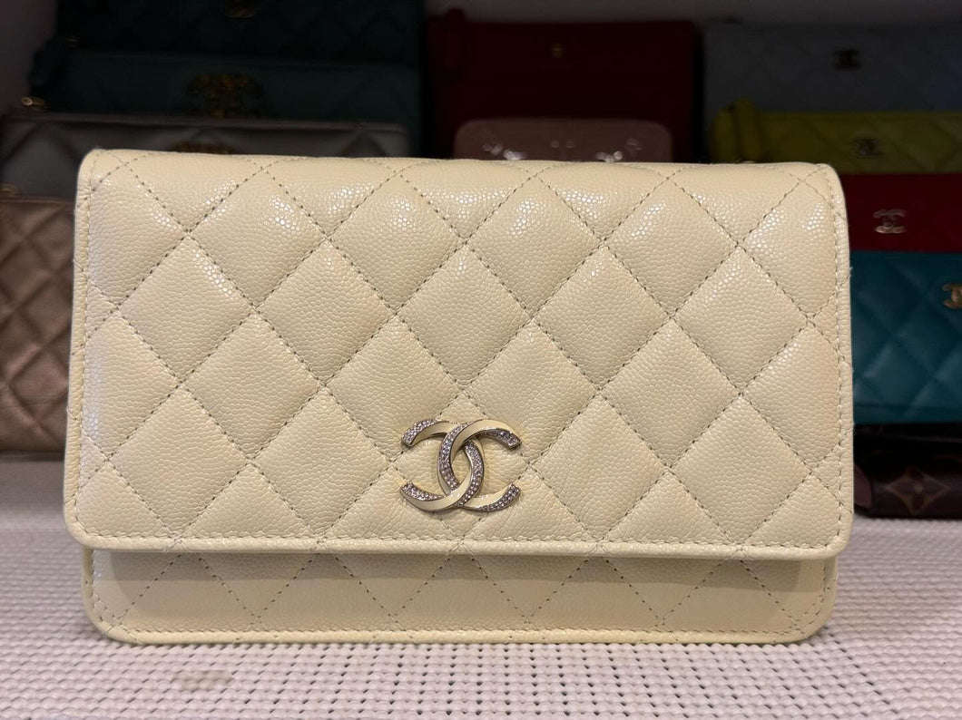 Chanel 23S Yellow Caviar CC Classic Wallet on Chain with LGHW