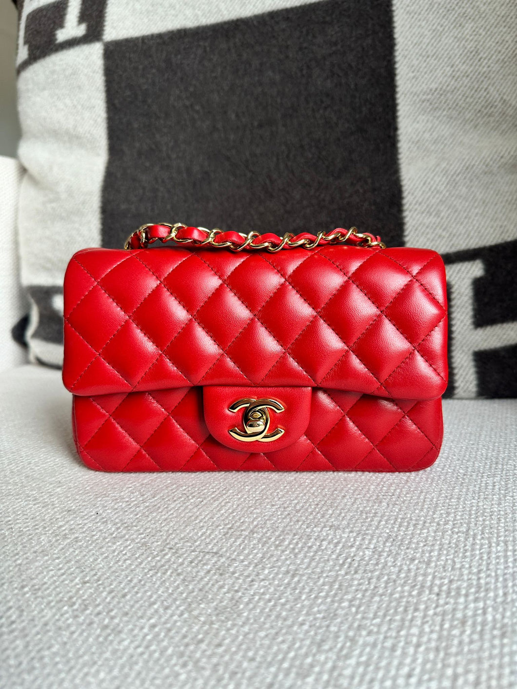 Chanel series 21 (2015) Red Lambskin LGHW Mini Rectangular Classic Flap Bag