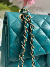 Load image into Gallery viewer, Chanel series 30 21C Collection Dark Teal/Turquoise Caviar LGHW Small Timeless Classic Double Flap Bag