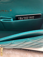 Load image into Gallery viewer, Chanel series 30 21C Collection Dark Teal/Turquoise Caviar LGHW Small Timeless Classic Double Flap Bag