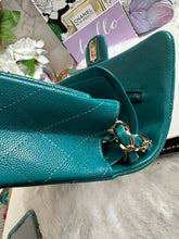 Load image into Gallery viewer, Chanel series 30 21C Collection Dark Teal/Turquoise Caviar LGHW Small Timeless Classic Double Flap Bag