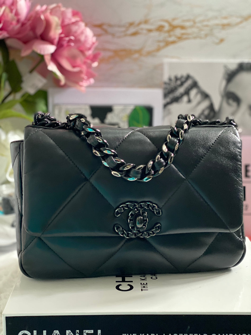 Chanel 19 Size Small from 22P 2022 Pre Spring/Summer Collection Black Lambskin So Black Hardware Flap Bag