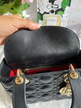 Load image into Gallery viewer, Dior Lady Dior Black Lambskin GHW Size Small with Black Leather Detachable Strap