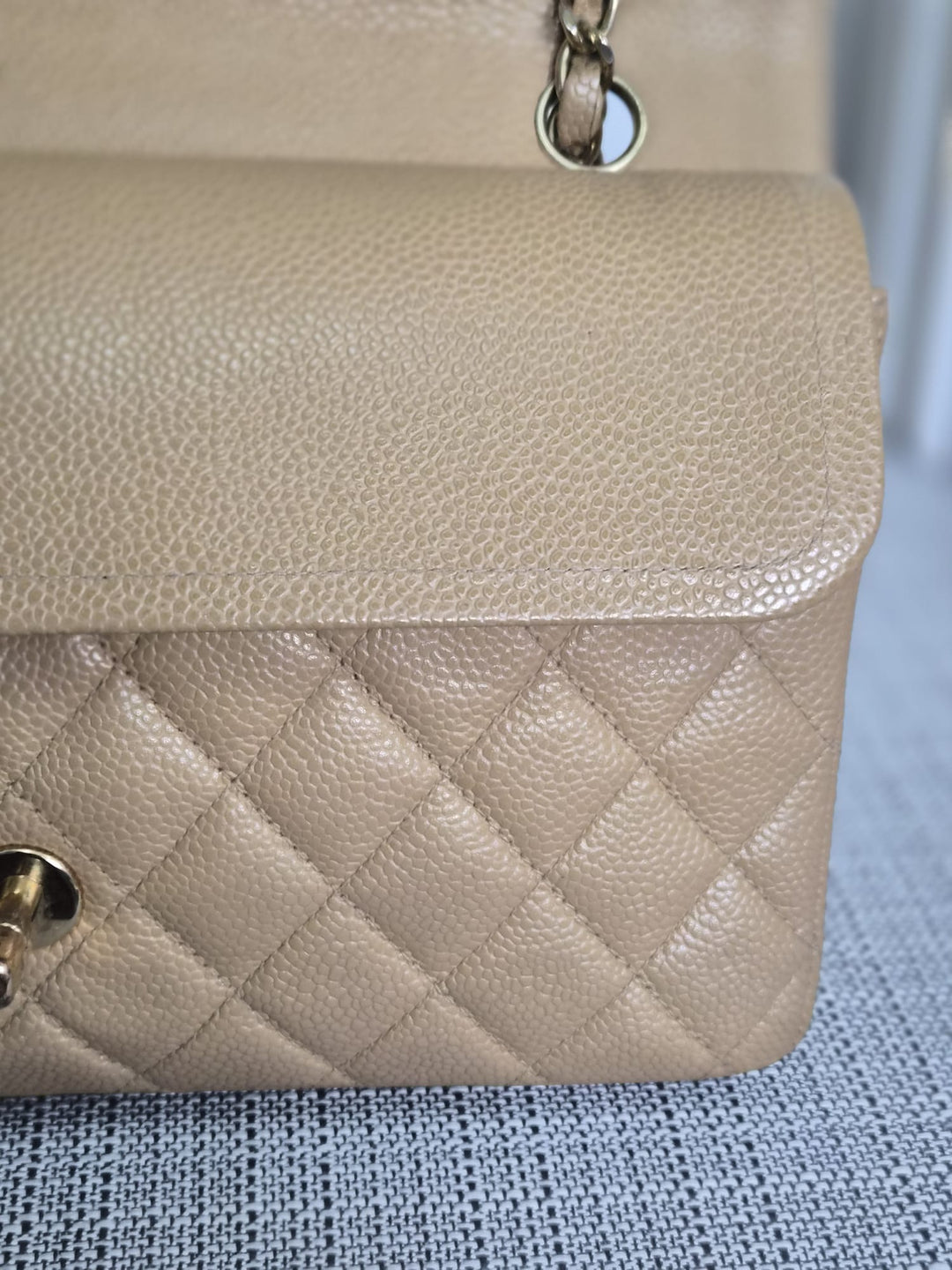 CHANEL Series 9 Vintage Dark Beige Caviar 24K GHW Medium Timeless Classic Double Flap Bag