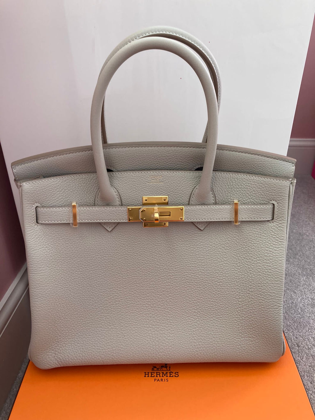Hermes Birkin 30 Gris perle Togo Leather with GHW Stamp B 2023