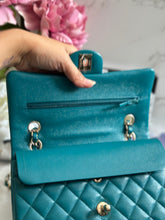 Load image into Gallery viewer, Chanel series 30 21C Collection Dark Teal/Turquoise Caviar LGHW Small Timeless Classic Double Flap Bag