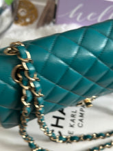 Load image into Gallery viewer, Chanel series 30 21C Collection Dark Teal/Turquoise Caviar LGHW Small Timeless Classic Double Flap Bag