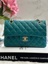 Load image into Gallery viewer, Chanel series 30 21C Collection Dark Teal/Turquoise Caviar LGHW Small Timeless Classic Double Flap Bag