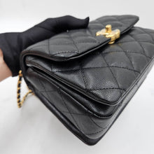 Load image into Gallery viewer, Chanel 22K 2022 Fall/Winter Collection Black Caviar LGHW Coco First Flap Bag size Mini (AS3580)
