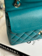 Load image into Gallery viewer, Chanel series 30 21C Collection Dark Teal/Turquoise Caviar LGHW Small Timeless Classic Double Flap Bag