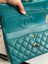 Load image into Gallery viewer, Chanel series 30 21C Collection Dark Teal/Turquoise Caviar LGHW Small Timeless Classic Double Flap Bag