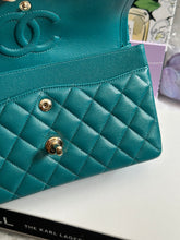 Load image into Gallery viewer, Chanel series 30 21C Collection Dark Teal/Turquoise Caviar LGHW Small Timeless Classic Double Flap Bag