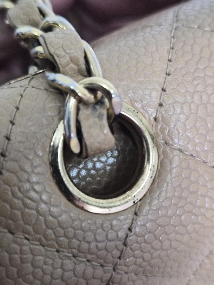 CHANEL Series 9 Vintage Dark Beige Caviar 24K GHW Medium Timeless Classic Double Flap Bag