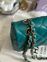 Load image into Gallery viewer, Chanel series 30 21C Collection Dark Teal/Turquoise Caviar LGHW Small Timeless Classic Double Flap Bag