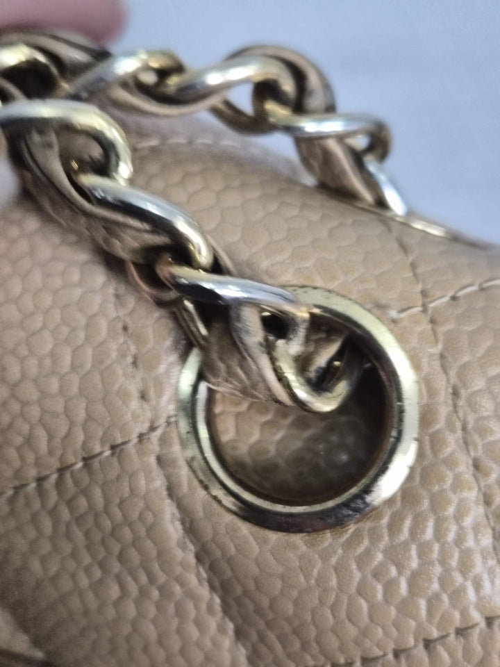 CHANEL Series 9 Vintage Dark Beige Caviar 24K GHW Medium Timeless Classic Double Flap Bag