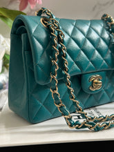 Load image into Gallery viewer, Chanel series 30 21C Collection Dark Teal/Turquoise Caviar LGHW Small Timeless Classic Double Flap Bag