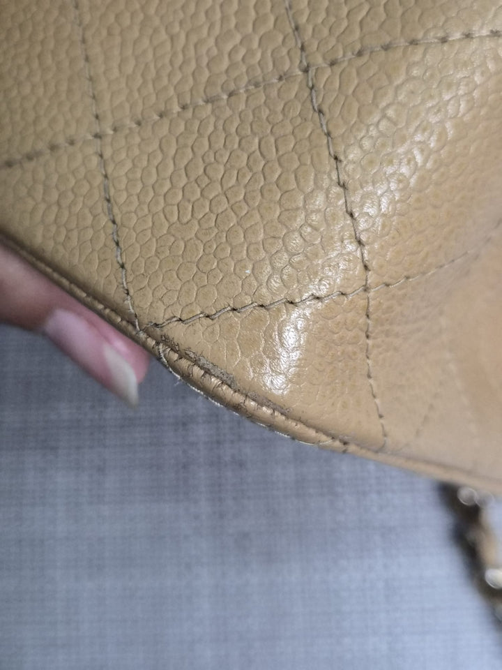 CHANEL Series 9 Vintage Dark Beige Caviar 24K GHW Medium Timeless Classic Double Flap Bag