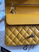 Load image into Gallery viewer, Chanel 22A 2022 Fall/Winter Collection Marigold Yellow Mustard Caviar LGHW Medium ML Timeless 11.12 Classic Double Flap Bag
