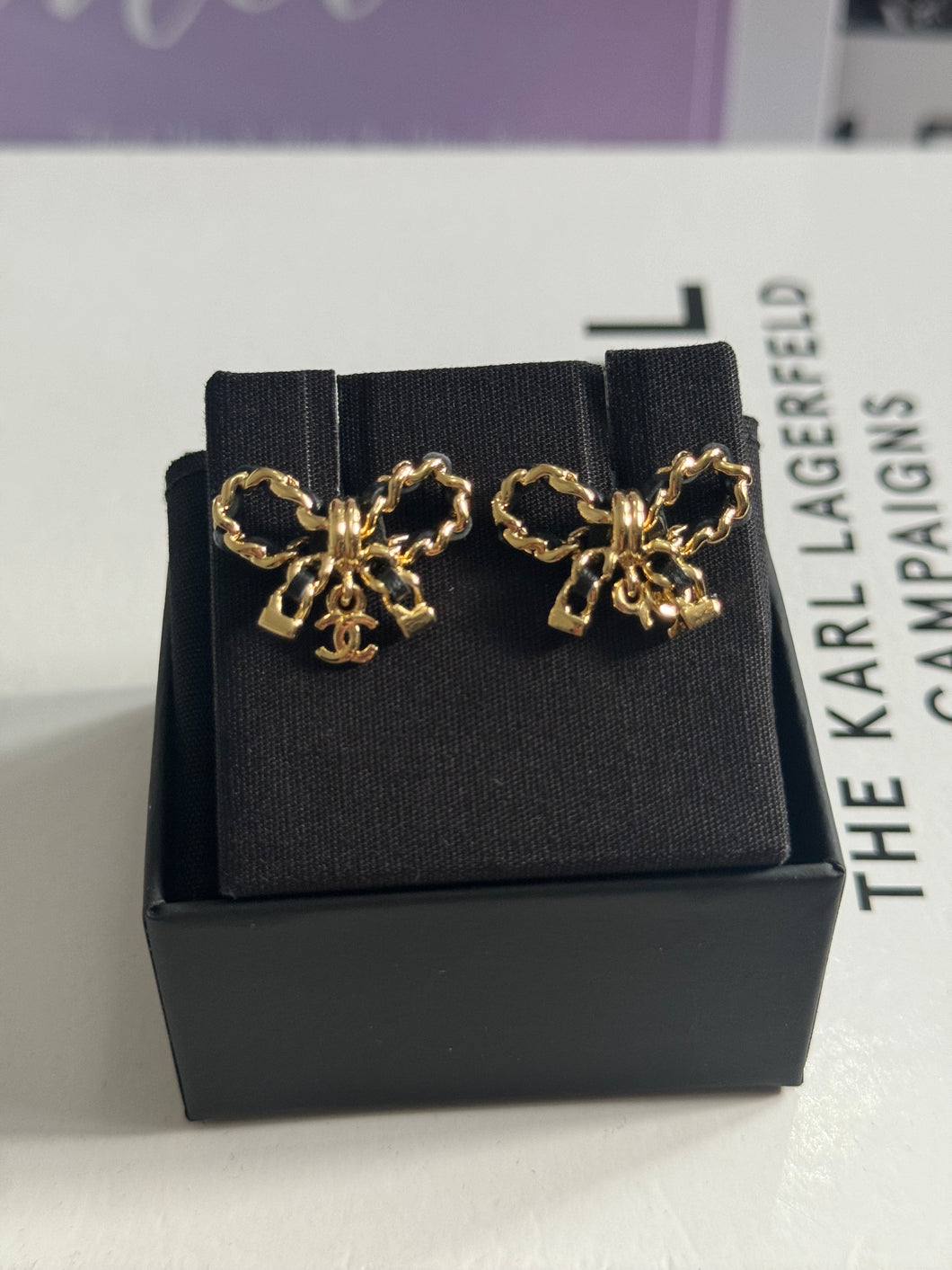 Chanel 24P Collection Ribbon GHW Earrings