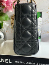 Load image into Gallery viewer, Dior Lady Dior Black Lambskin GHW Size Small with Black Leather Detachable Strap