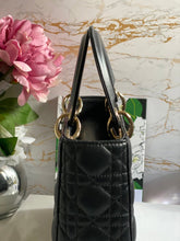 Load image into Gallery viewer, Dior Lady Dior Black Lambskin GHW Size Small with Black Leather Detachable Strap