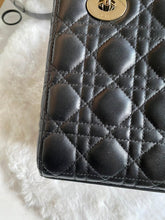 Load image into Gallery viewer, Dior Lady Dior Black Lambskin GHW Size Small with Black Leather Detachable Strap