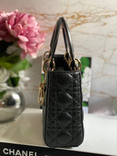 Load image into Gallery viewer, Dior Lady Dior Black Lambskin GHW Size Small with Black Leather Detachable Strap