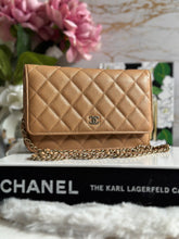 Load image into Gallery viewer, Chanel 23P Collection Caramel Dark Beige Caviar LGHW Classic Quilted Wallet on chain (WOC)