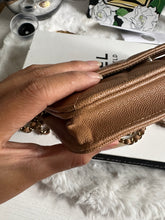 Load image into Gallery viewer, Chanel 23P Collection Caramel Dark Beige Caviar LGHW Classic Quilted Wallet on chain (WOC)