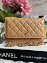 Load image into Gallery viewer, Chanel 23P Collection Caramel Dark Beige Caviar LGHW Classic Quilted Wallet on chain (WOC)