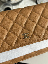 Load image into Gallery viewer, Chanel 23P Collection Caramel Dark Beige Caviar LGHW Classic Quilted Wallet on chain (WOC)